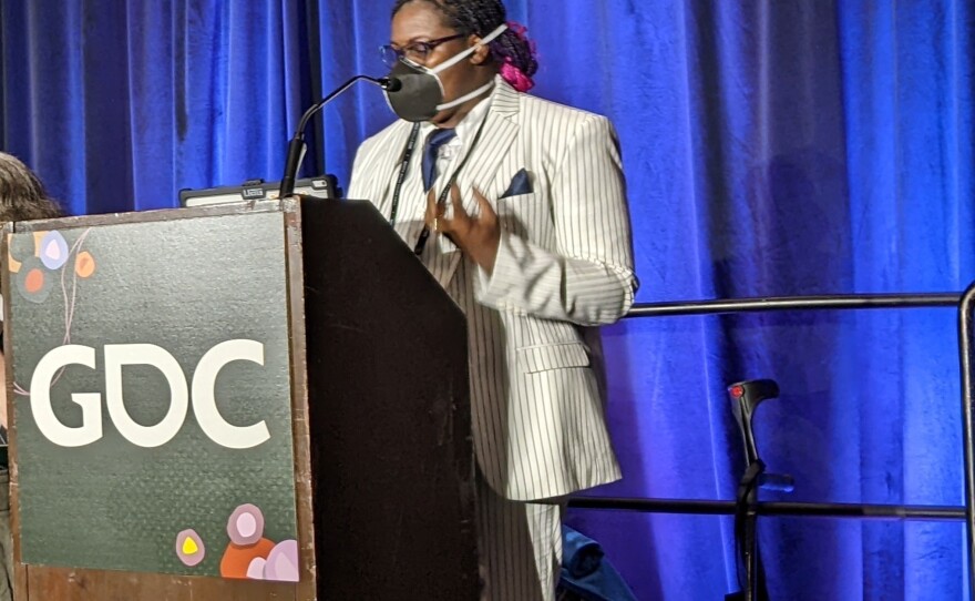 Jay Justice says she could have only traveled to the Game Developers Conference as an immunocompromised person because of the mask mandates on planes at the time.