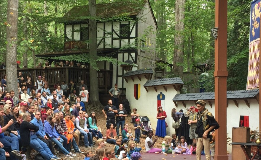 Johnny Fox performs at the Maryland Renaissance Festival, where he's been a sword swallower for decades.