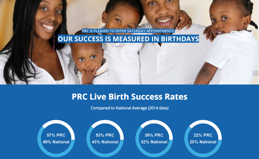The The Pacific Reproductive Center website shown in this undated photo. 