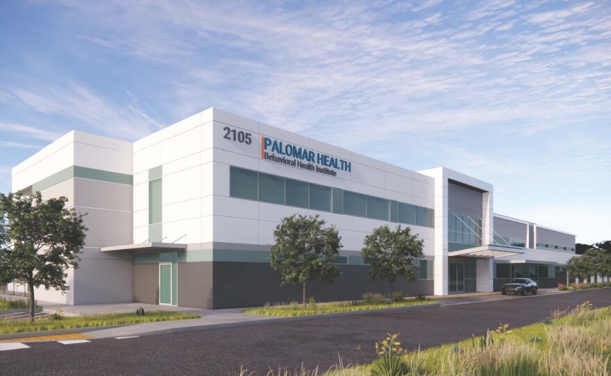 An undated rendering of the Palomar Health Behavioral Health Institute.