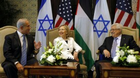 U.S. Secretary of State Hillary Clinton met with Israeli Prime Minister Benjamin Netanyahu (left) and Palestinian President Mahmoud Abbas on Tueday in Sharm El-Sheikh, Egypt.
