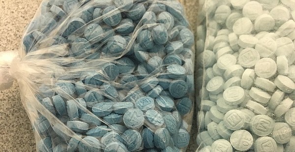 Fentanyl pills pictured from a seizure in San Diego, Sept. 14, 2018.