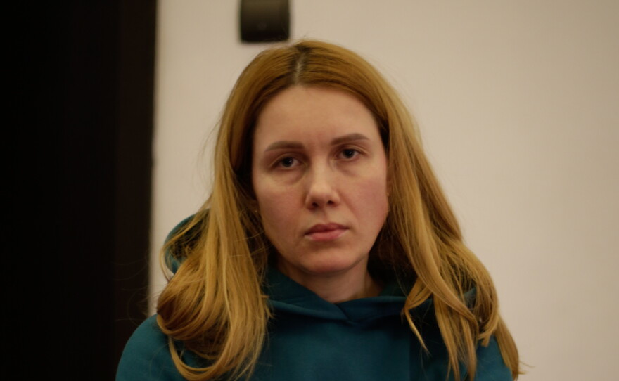 Natalia Mishchenko fled with her two children while her husband stayed in Ukraine. Men of fighting age are not allowed to leave. "I feel very scared, because I don't know what to do next," she said.
