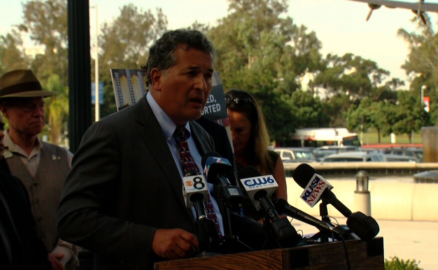 Cong. Juan Vargas, D-San Diego, talks about legislation to aid deported veterans at the Veterans Museum and Memorial Center in San Diego, September 19, 2016.