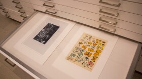 Andy Warhol, Happy Butterfly Day, 1956 Lithograph in a drawer at the San Diego Museum of Art. Dec. 2016