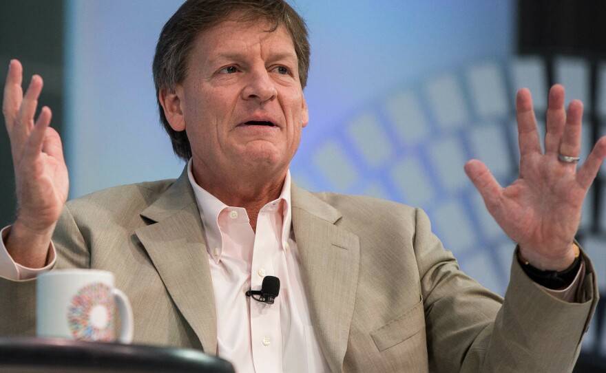 Author Michael Lewis speaks at an IMF and World Bank event in Washington, D.C., on Oct. 9, 2016. Lewis, who's just written a book about Bankman-Fried, was one of the well known people who attended the former FTX CEO's testimony.