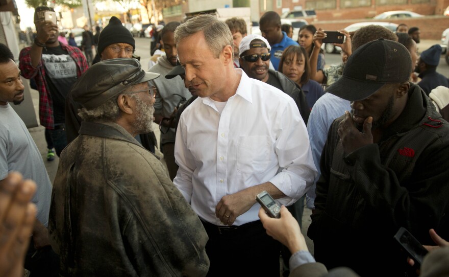 In April, O'Malley met with Baltimore residents during unrest over the death of a black man, Freddie Gray, in police custody. O'Malley's zero-tolerance policing policy has been criticized.