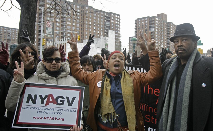 Members of New Yorkers Against Gun Violence and the National Action Network march against gun violence on the streets of New York in 2012.
