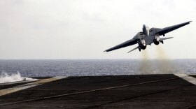 The final catapult launch of the F-14 Tomcat fighter aircraft aboard the USS Theodore Roosevelt on July 28, 2006. The U.S. military retired the plane that year.
