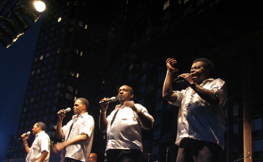 Little Anthony and the Imperials in 2005, New York City. (L to R) Harold Jenkins, Ernest Wright, Clarence Collins, Jerome "Little Anthony" Gourdine