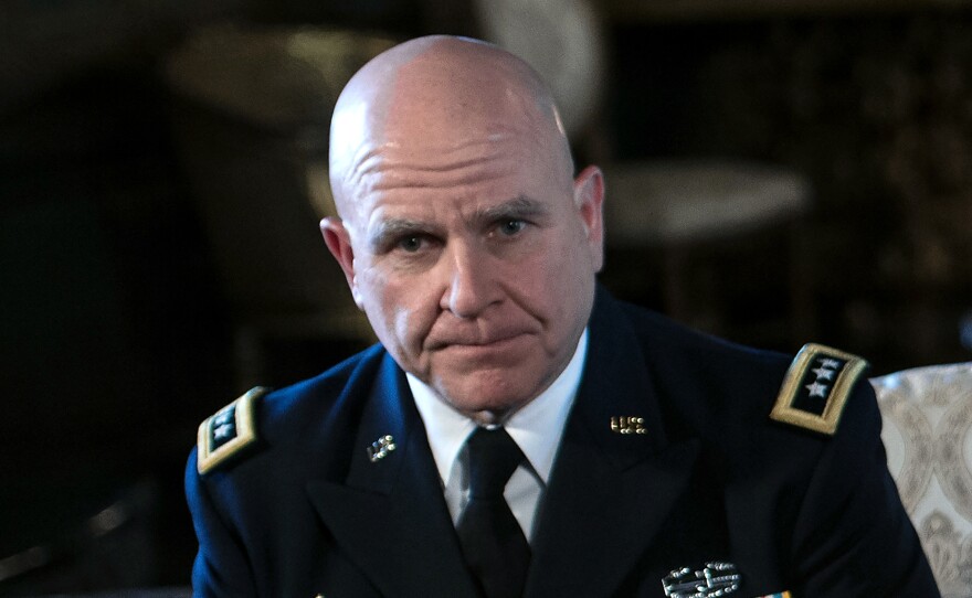 Lt. Gen. H.R. McMaster looks on as President Trump announces him as his national security adviser at Trump's Mar-a-Lago resort in Palm Beach, Fla., on Monday.