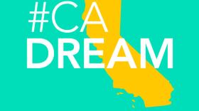 A graphic image shows the logo for the California Dream project in this undated photo. The California Dream project is a statewide nonprofit media collaboration focused on issues of economic opportunity, quality-of-life, and the future of the California Dream. Partner organizations include CalMatters, Capital Public Radio, KPBS, KPCC, and KQED.