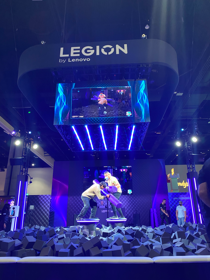 A "foam pit battle" at the Legion booth at TwitchCon 2022. San Diego Convention Center. Oct. 7, 2022.