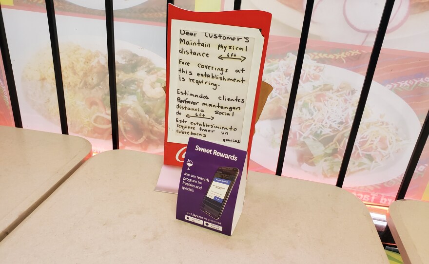 A sign at El Toro Grill Taqueria in City Heights, Nov. 5, 2020.