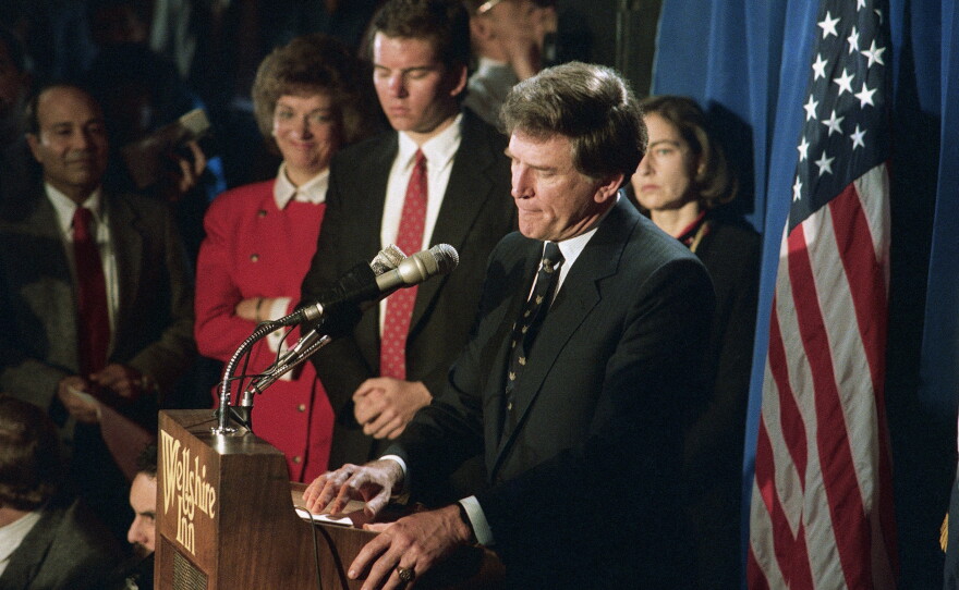 Gary Hart was considered the frontrunner for the Democratic presidential nomination in 1988. After news broke of an affair, he pulled out of the race. He later jumped back in, but withdrew a second time.
