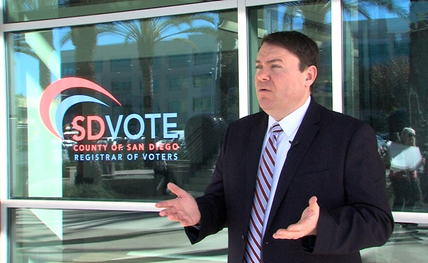 Republican State Assemblymember Carl DeMaio is shown outside the San Diego County Registrar of Voters office in this undated photo.