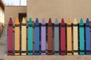 A crayon-shaped fence near a school playground at St. Katharine Drexel Academy in El Cerrito is shown on Dec. 31, 2024.