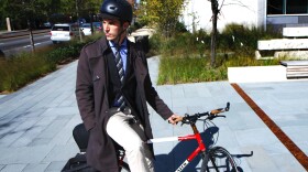 NPR's soon-to-be London correspondent Ari Shapiro on his trusty steed.