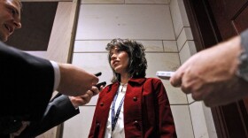 Rep.-elect Kristi Noem (R-SD) talks with the media Monday on Capitol Hill during orientation for congressional freshmen.