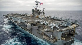 The USS George Washington transits the Eastern Pacific Ocean in this undated photo.<br/>