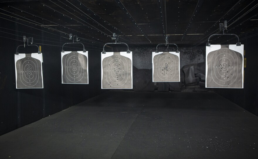 Paper targets in the firearms training course.