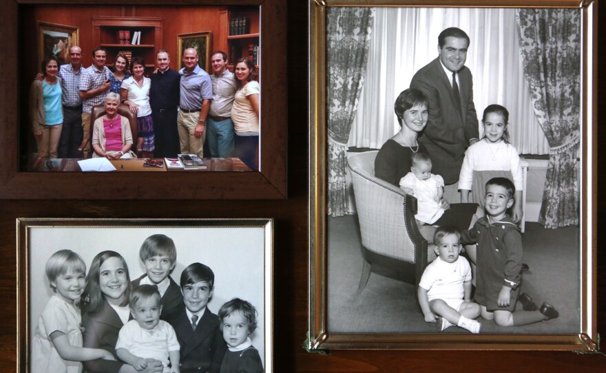Family photos in the Scalia home.