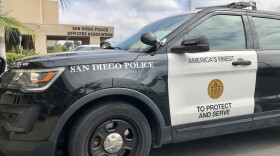 A San Diego Police car is parked in front of their union building, May 3, 2022.