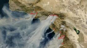 NASA Satellite Image:  Smoke From Southern California Wildfires.
October 27,2003
 