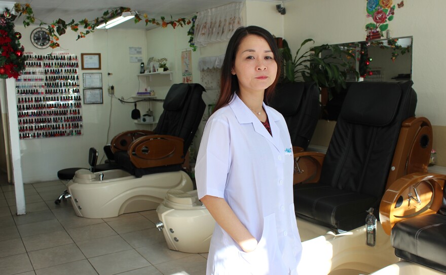Mai Dang's Fashion Nails has been certified as a healthy salon since 2013. Salons with that designation provide proper ventilation, train employees on best practices, and avoid products containing formaldehyde, toluene and other particularly toxic solvents and glues.