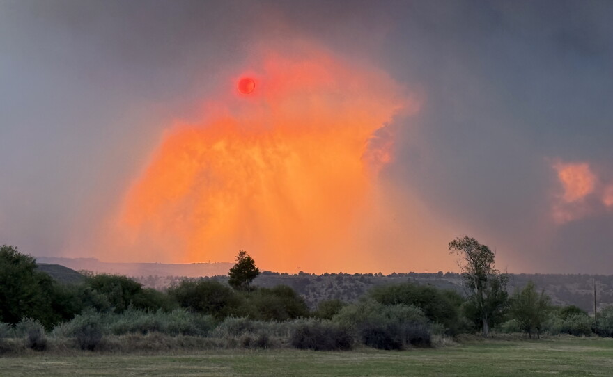 Smoke from the Second Flat Fire threatening Burns, Oregon.