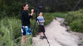 Rebecca Webb on one of the shooting locations for her Gentlemen's Paintings.