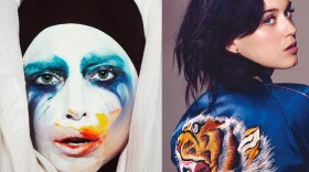 This week, Lady Gaga (left) released the song "Applause," from her forthcoming album <em>ARTPOP</em>, and Katy Perry released "Roar," from <em>Prism.</em>