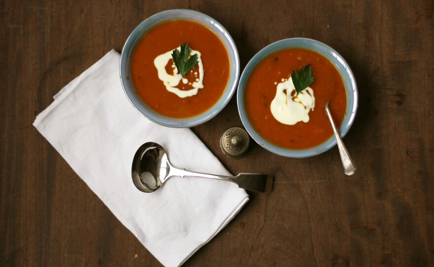 This recipe for pumpkin soup is featured in an action scene in the first Yashim novel, <em>The Janissary Tree.</em>