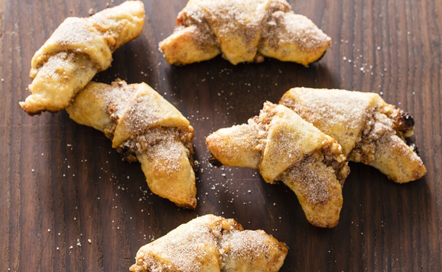 Crescent-Shaped Rugelach with Raisin-Walnut Filling