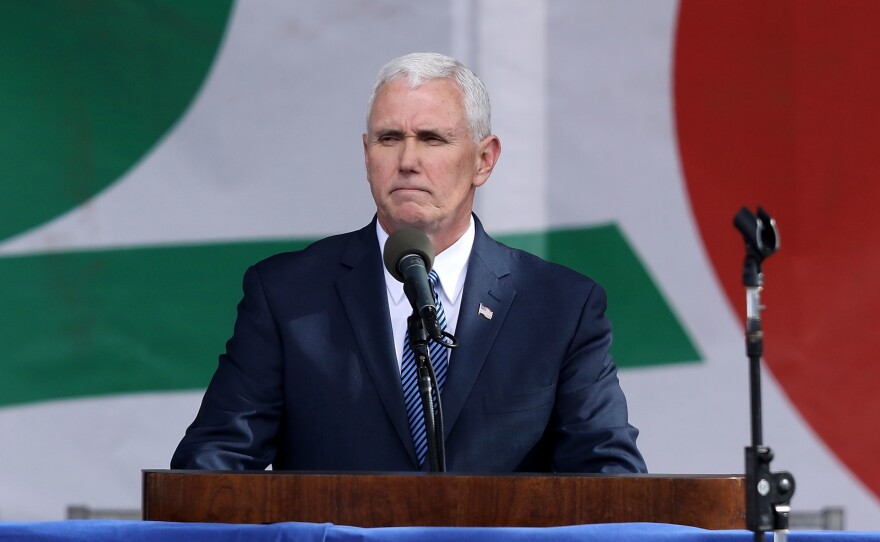 Vice President Mike Pence is seen at a rally in January in Washington, D.C., on the National Mall before the start of the 44th annual March for Life.