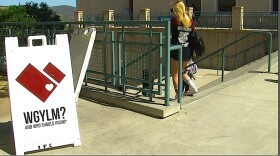 One of the signs in the campaign promoting palliative care is shown at Cal State San Marcos on April 20, 2015. 