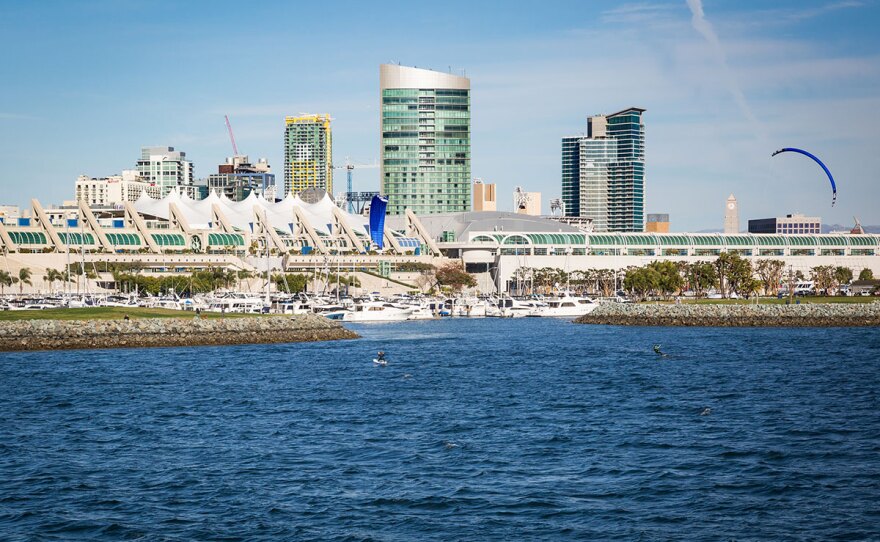 The San Diego Convention Center is seen in the background in this photo taken March 4, 2018. 
