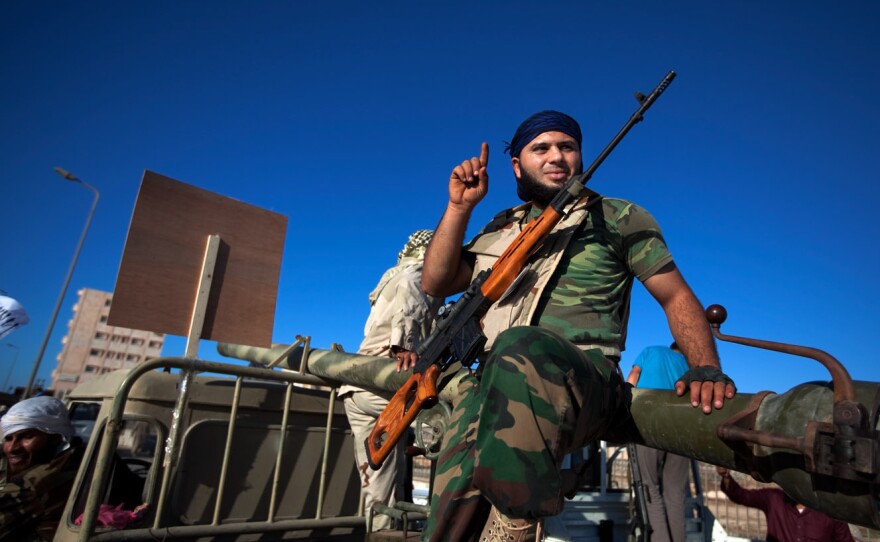 Weapons were openly displayed at the demonstration.