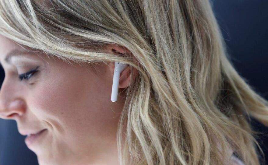 Apple did away with the headphone jack when it introduced the iPhone 7. Wireless earbuds or an adapter must be used.