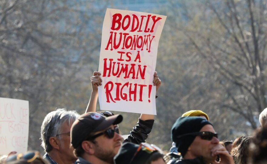 <strong>DENVER</strong>: Protesters, and some counter-protesters, showed up at the evening's abortion rights rally at the state Capitol.