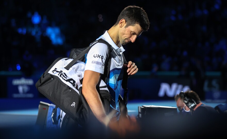 Novak Djokovic pictured at a tournament in Italy in November 2021.