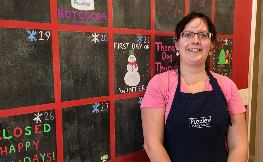 Victoria Reedy, 23, has worked at Puzzles Bakery since the day it opened in 2015. It's her first job as an adult and she says it has helped her grow and become more independent.