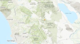 The epicenter of an earthquake in Borrego Springs, Calif. is shown. March 24, 2023.