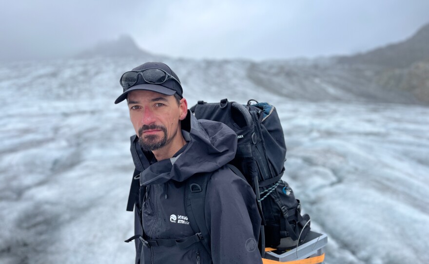 Swiss glaciologist Daniel Farinotti leads a team of scientists from ETH Zurich to collect data from the Rhône Glacier.
