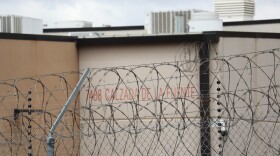 Barbed wire fencing at the Otay Mesa Detention Center on April 2, 20