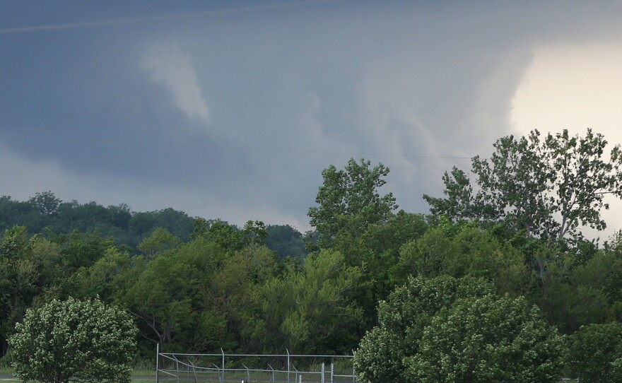 A severe thunderstorm moves through suburban Oklahoma City in May. A deep drought was broken by the storms this spring, but they also brought flooding and lowered the quality of the wheat harvest.