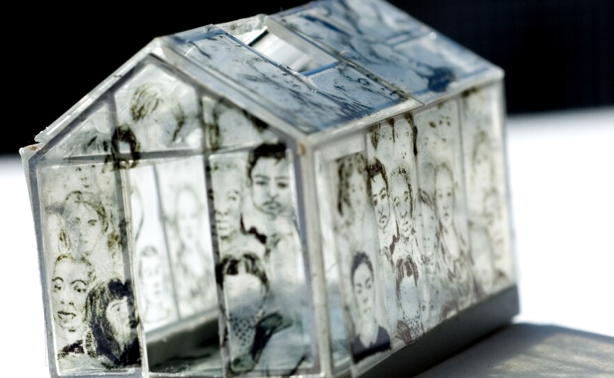 Matthea Harvey's upcoming collection mixes poetry with visual art — like this image. <em>Faces drawn by Monika Zarzecna.</em>