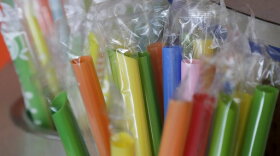 Wrapped plastic straws at a bubble tea cafe in San Francisco. A law signed Thursday, Sept. 20, 2018