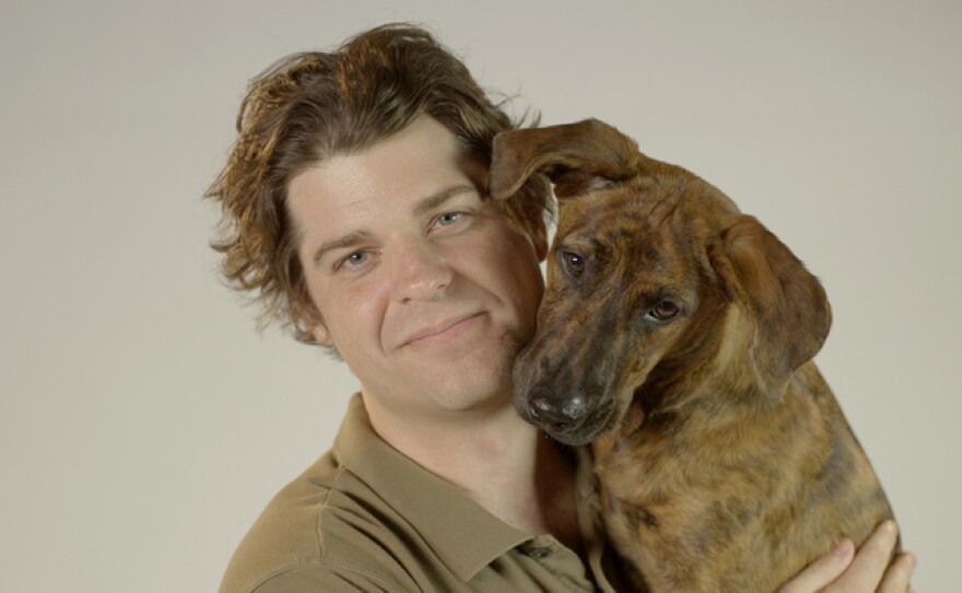 Dog and trainer.