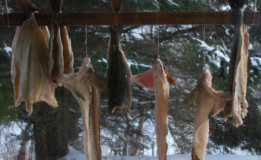 The family would dry their fish outside the kitchen window.